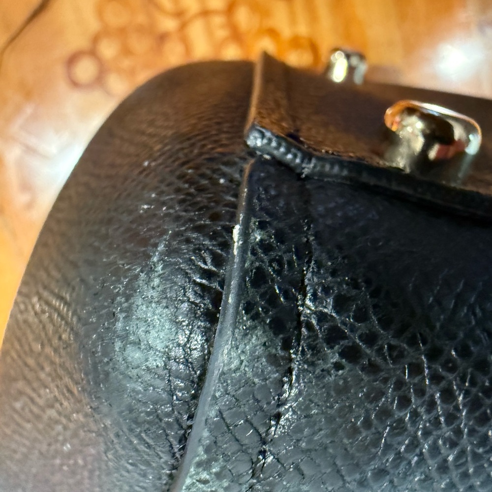 Coach Christie Crossgrain Black Leather Shoulder Tote Bag 14 3/4 by 10 in tall - Picture 3 of 4